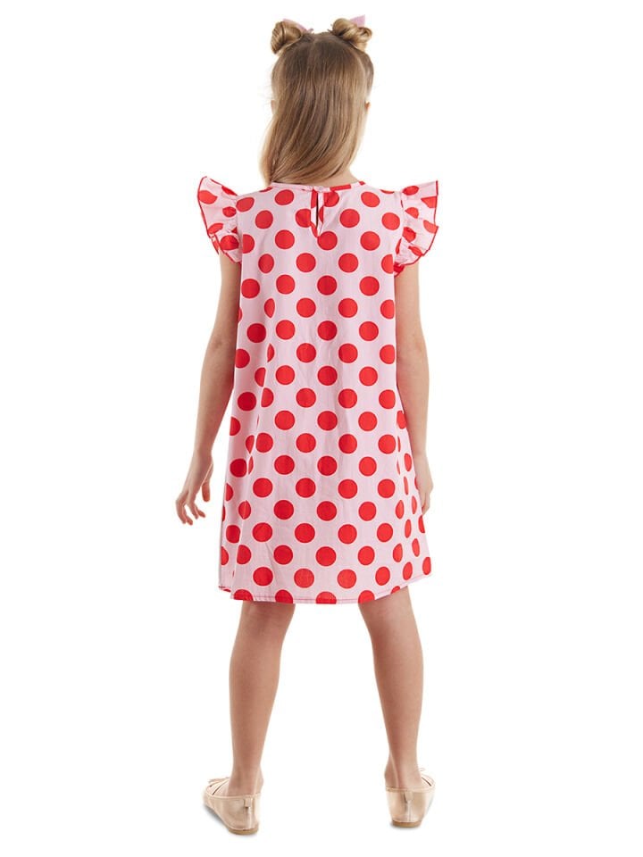 Tombiş Kedi Kız Çocuk Poplin Pembe Elbise