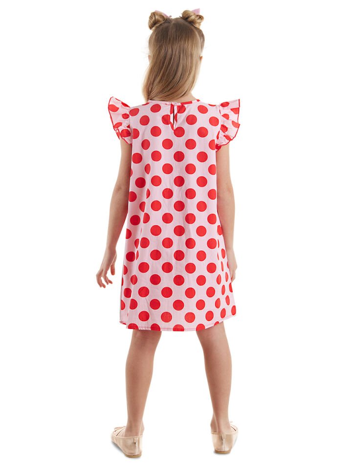 Tombiş Kedi Kız Çocuk Poplin Pembe Elbise