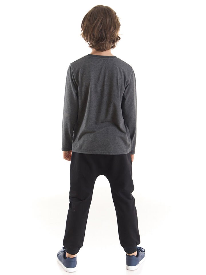 Relax & Enjoy Erkek Çocuk T-shirt Pantolon Takım 5 Y - Gri, Siyah