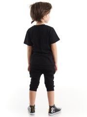 Maske Kaplan Erkek Çocuk T-shirt Kapri Şort Takım 7 Y - Siyah, Gri