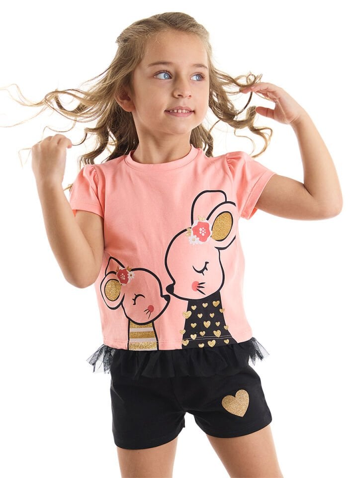 Sevimli Fare Kız Çocuk T-Shirt Şort Takım