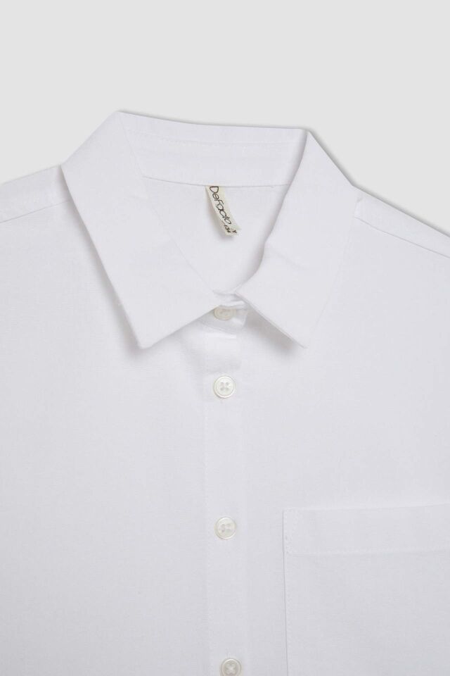 Kız Çocuk Oversize Geniş Kalıp Poplin Basic Düz Uzun Kollu Beyaz Okul Gömleği