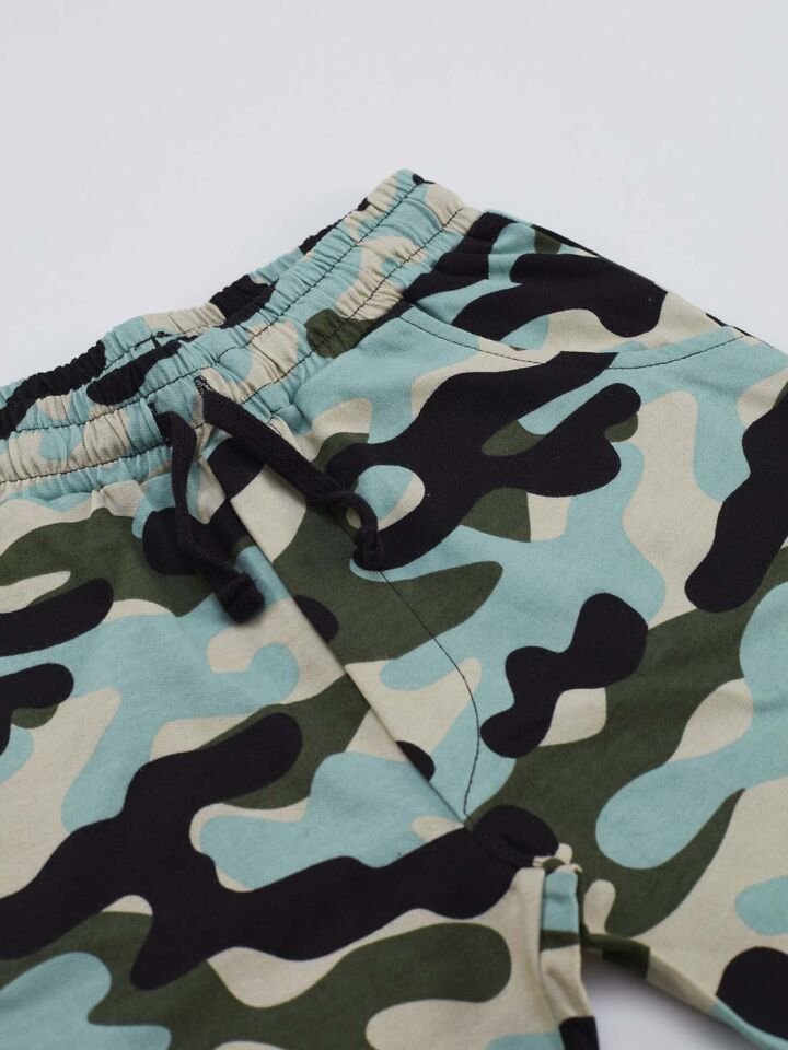 Sahne Erkek Çocuk T-Shirt Kamuflaj Şort Takım