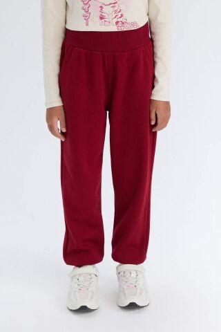 Kız Çocuk Beli Paçası Lastikli Cepli Basic Düz Jogger Eşofman Altı