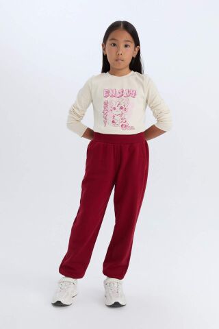 Kız Çocuk Beli Paçası Lastikli Cepli Basic Düz Jogger Eşofman Altı