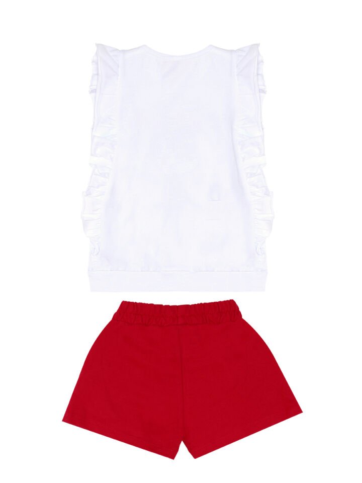 Bug Love Kız Çocuk T-shirt Şort Takım 4 Y - Kırmızı Beyaz