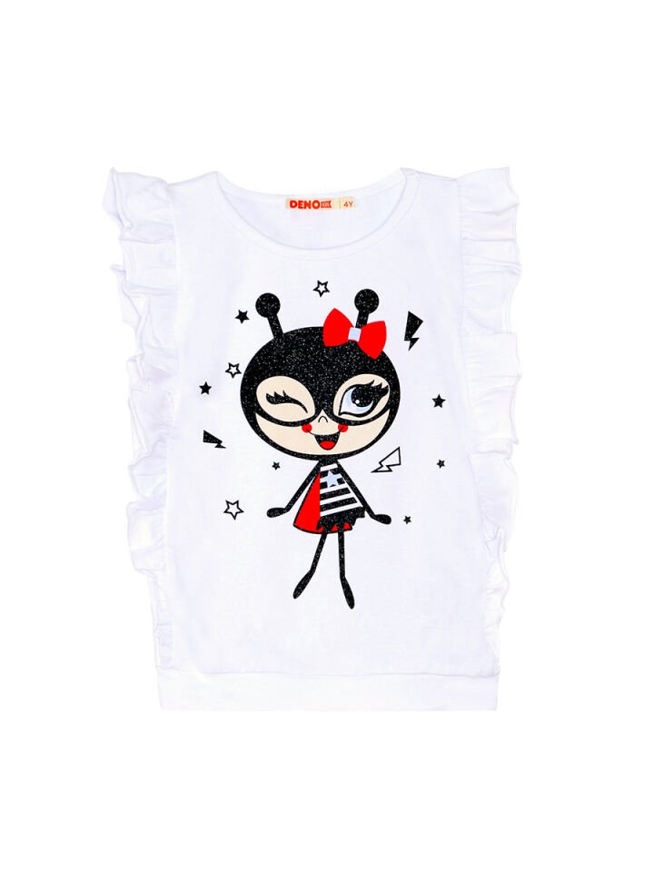Bug Love Kız Çocuk T-shirt Şort Takım 4 Y - Kırmızı Beyaz