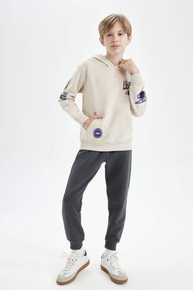 Erkek Çocuk NBA Los Angeles Clippers Kapüşonlu Sırt Baskılı Kalın Sweatshirt