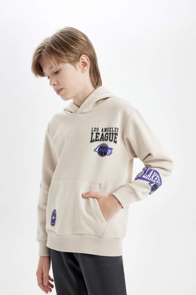 Erkek Çocuk NBA Los Angeles Clippers Kapüşonlu Sırt Baskılı Kalın Sweatshirt