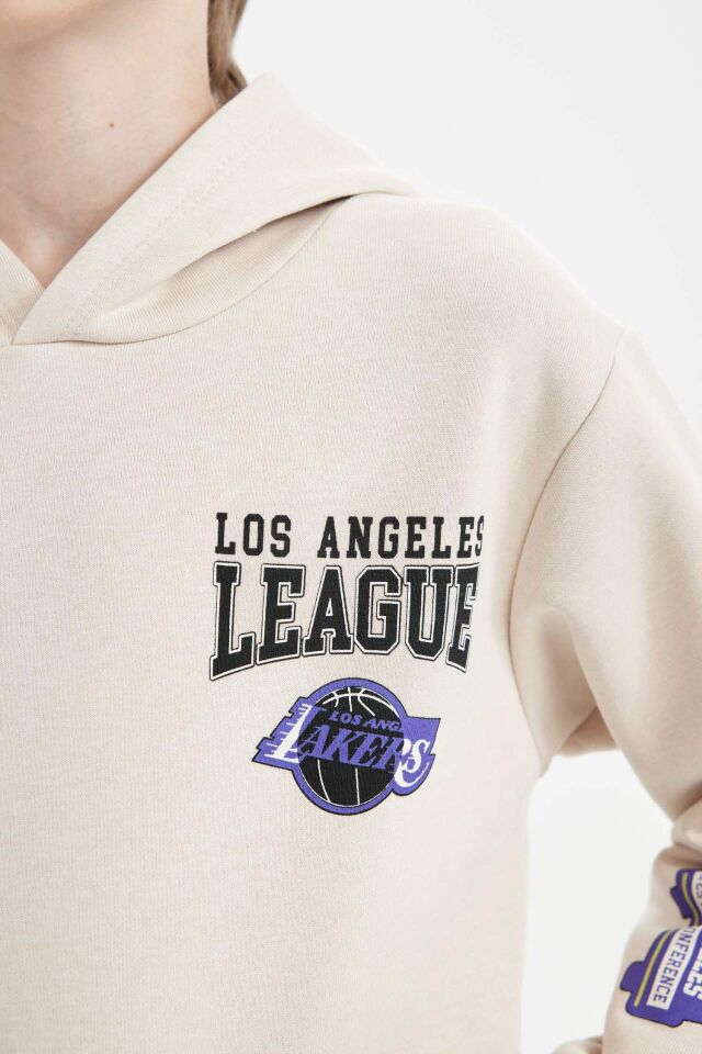 Erkek Çocuk NBA Los Angeles Clippers Kapüşonlu Sırt Baskılı Kalın Sweatshirt