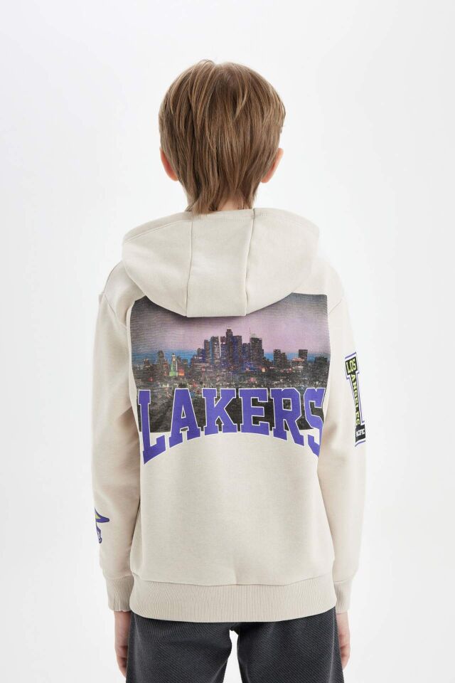 Erkek Çocuk NBA Los Angeles Clippers Kapüşonlu Sırt Baskılı Kalın Sweatshirt