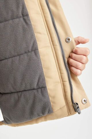 Erkek Çocuk Su İtici Kapüşonlu Polar Astarlı Parka