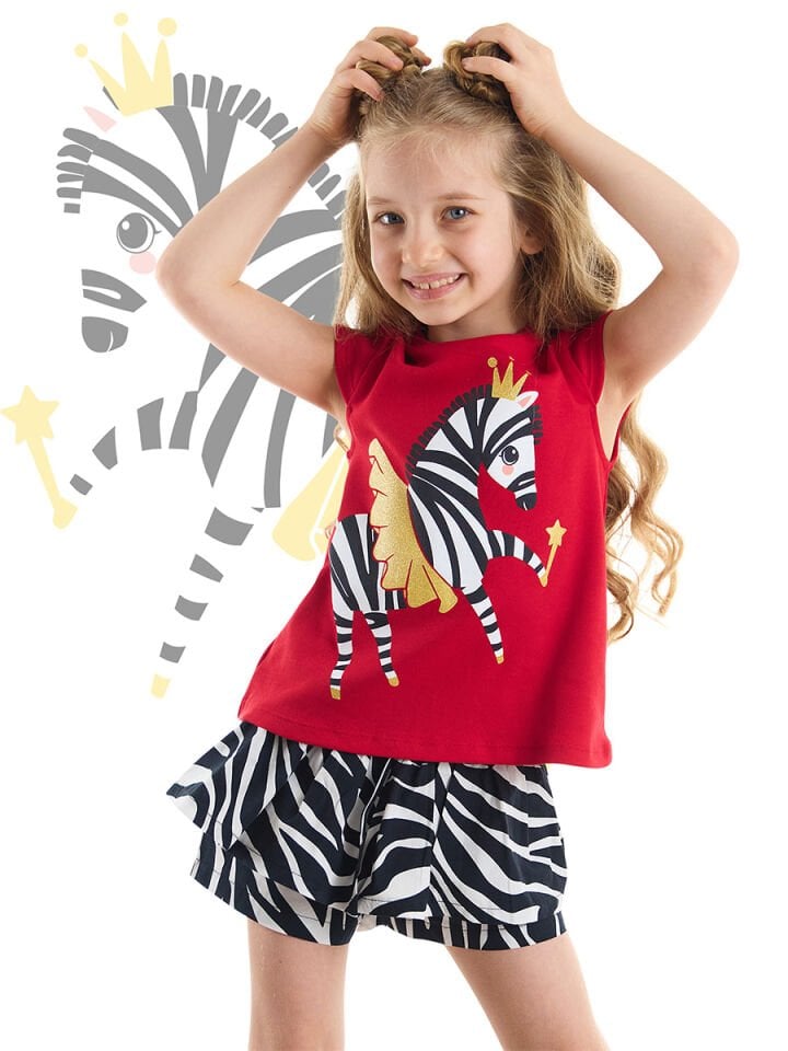 Balerin Zebra Kız Çocuk T-Shirt Şort Takım