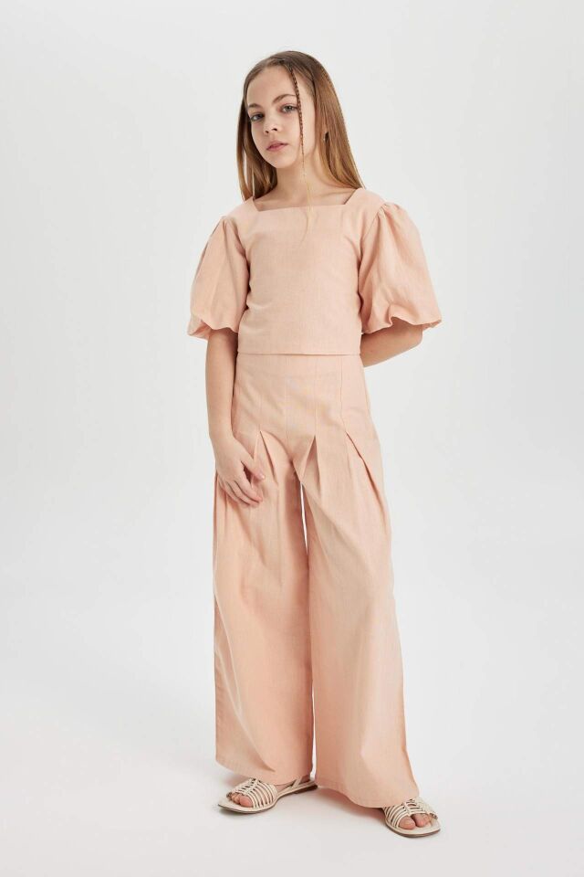 Kız Çocuk Wide Leg Geniş Bol Paça Pamuklu Pantolon