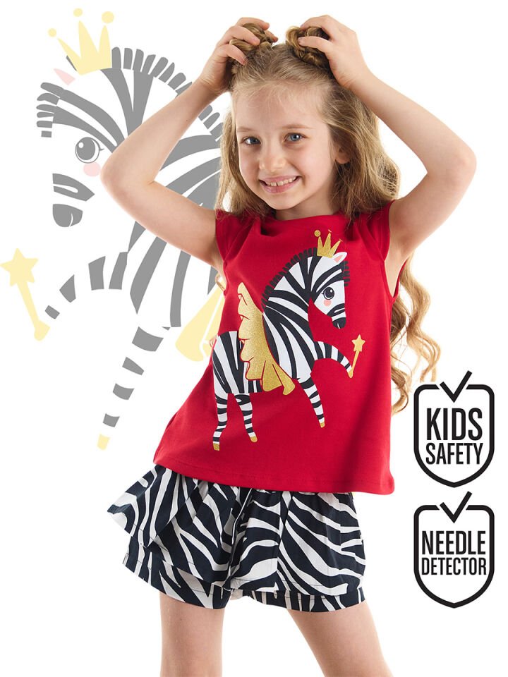 Balerin Zebra Kız Çocuk T-Shirt Şort Takım 2 Y