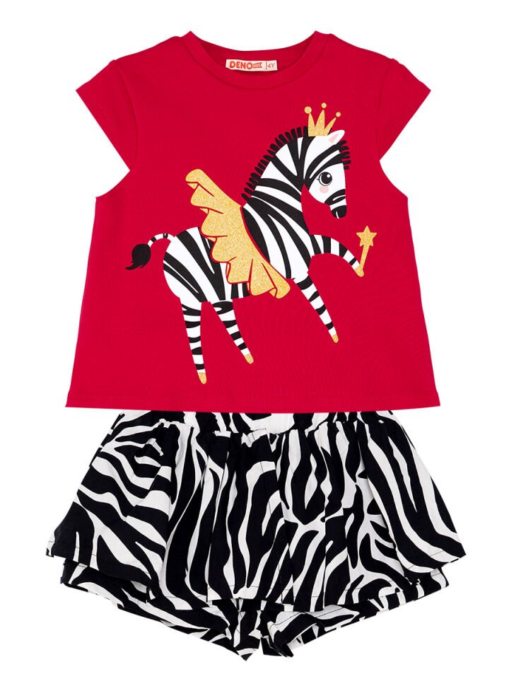 Balerin Zebra Kız Çocuk T-Shirt Şort Takım 2 Y