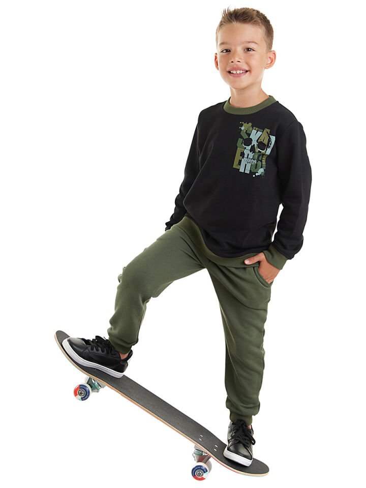 Skate Erkek Çocuk Eşofman Takım 5 Y - Siyah, Haki