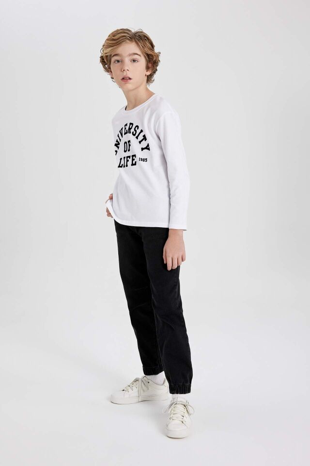 Erkek Çocuk Beli Bağcıklı Lastikli Paça Cepli Jogger Jean Pantolon