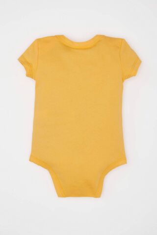 Erkek Bebek Yenidoğan Disney Winnie The Pooh Zarf Yaka Penye Kısa Kollu Çıtçıtlı Body Şapka 2'li Takım