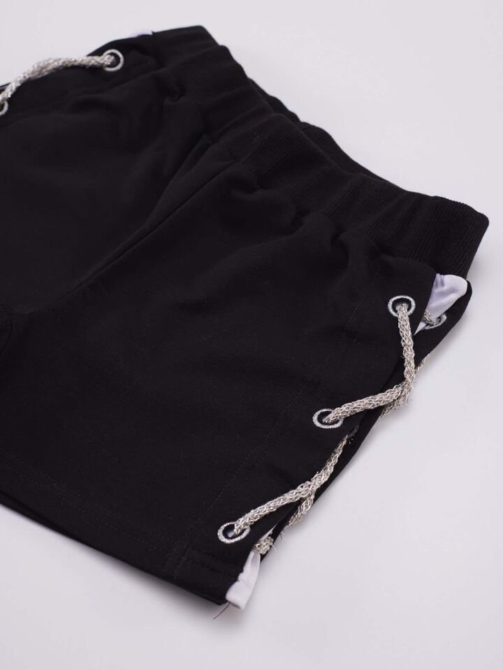 Black Swan Kız T-Shirt Şort Takım 4 Y - Siyah, beyaz