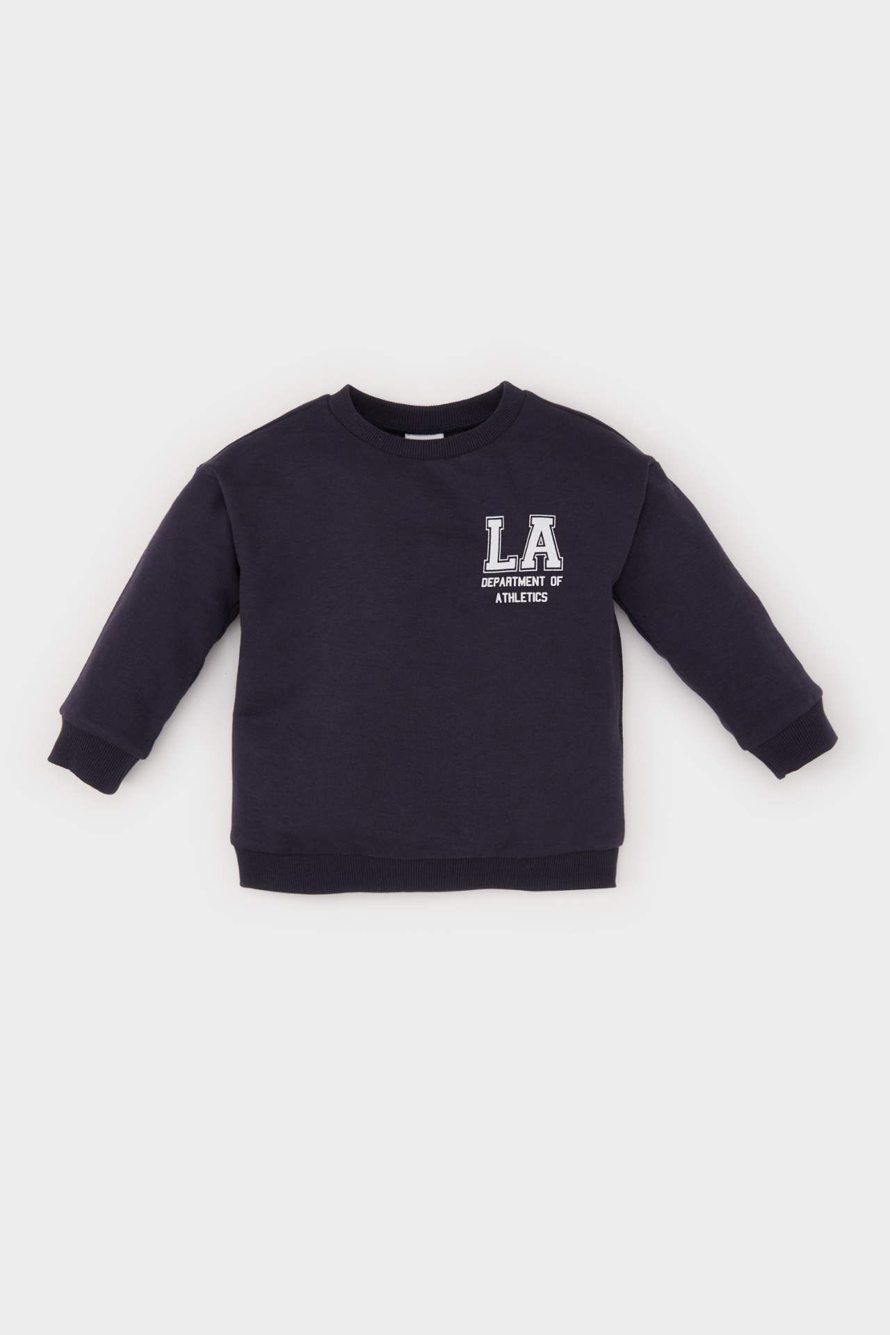 Erkek Bebek Bisiklet Yaka Baskılı İçi Yumuşak Tüylü Sweatshirt