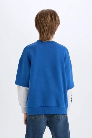 Erkek Çocuk Marvel Spiderman Oversize Geniş Kalıp Bisiklet Yaka Sweatshirt