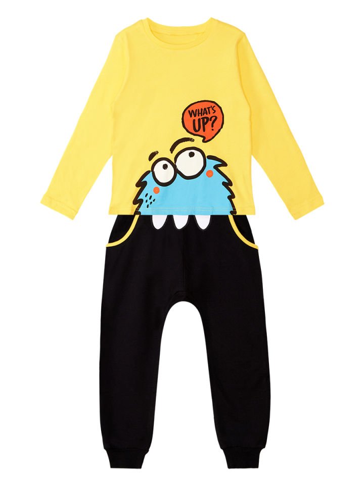 Whatsup Erkek Çocuk T-shirt Pantolon Takım 4 Y - Sarı, Siyah