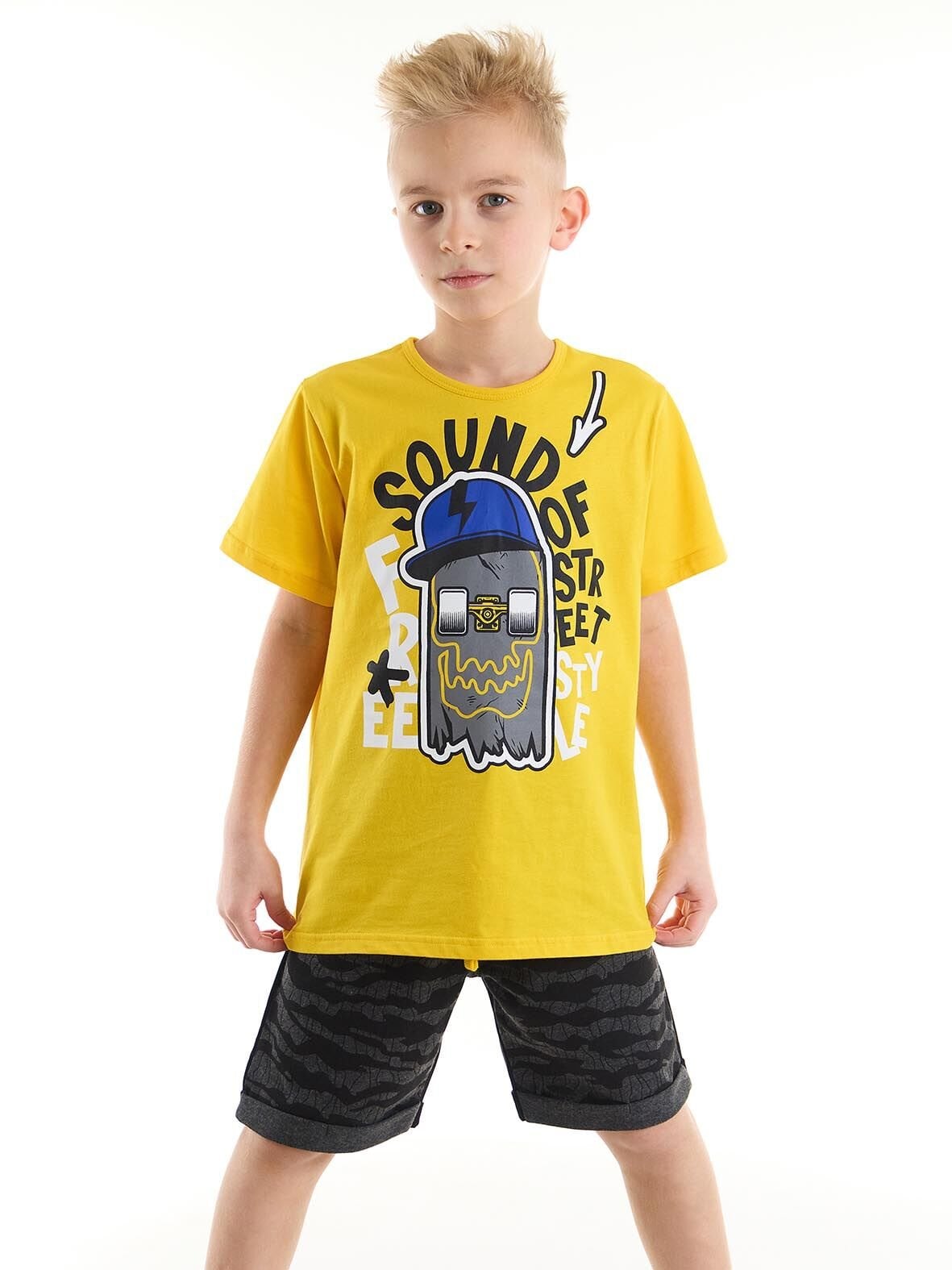 Sound Erkek Çocuk T-Shirt Şort Takım 4 Y - Sarı, Siyah