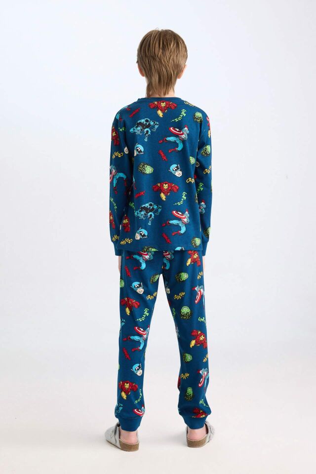 Erkek Çocuk Pijama Takım Marvel Comics Uzun Kollu Üst Beli Lastikli Uzun Alt