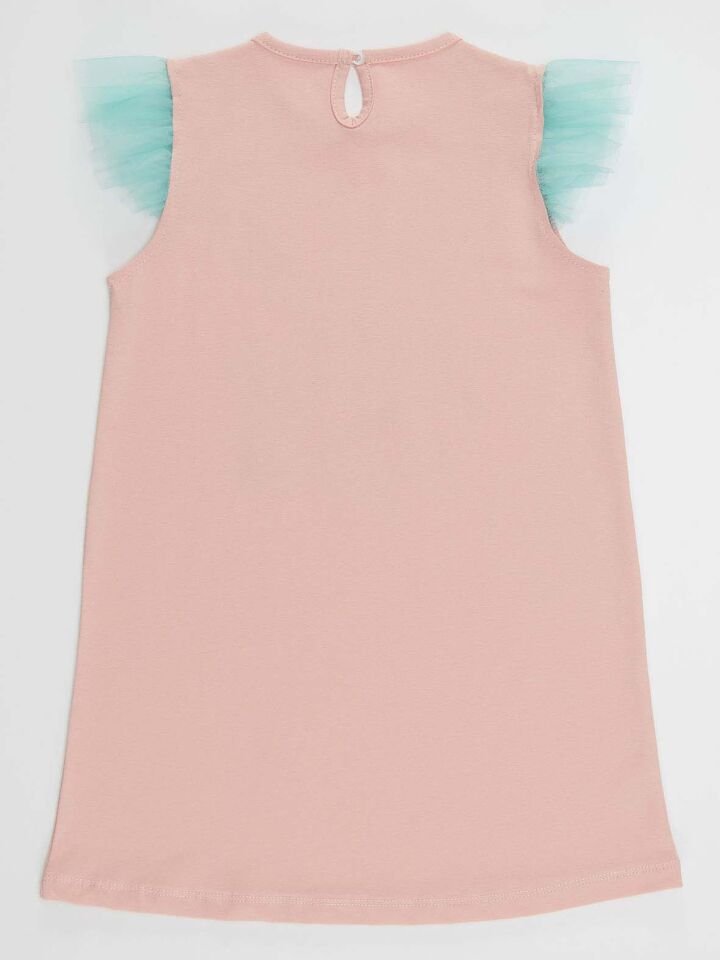 Romantik Kuğu Kız Çocuk Pembe Elbise