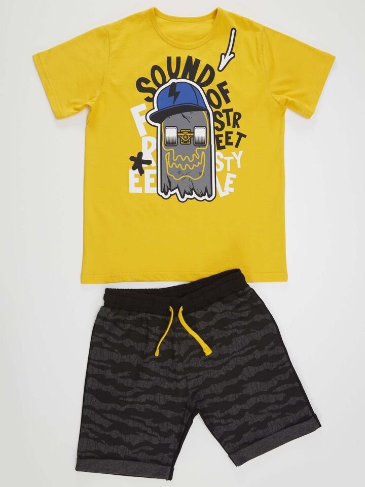 Sound Erkek Çocuk T-Shirt Şort Takım 6 Y - Sarı, Siyah