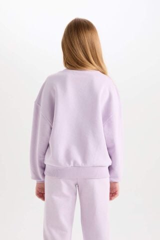 Kız Çocuk Disney Lilo & Stitch Relax Fit Bisiklet Yaka Sweatshirt