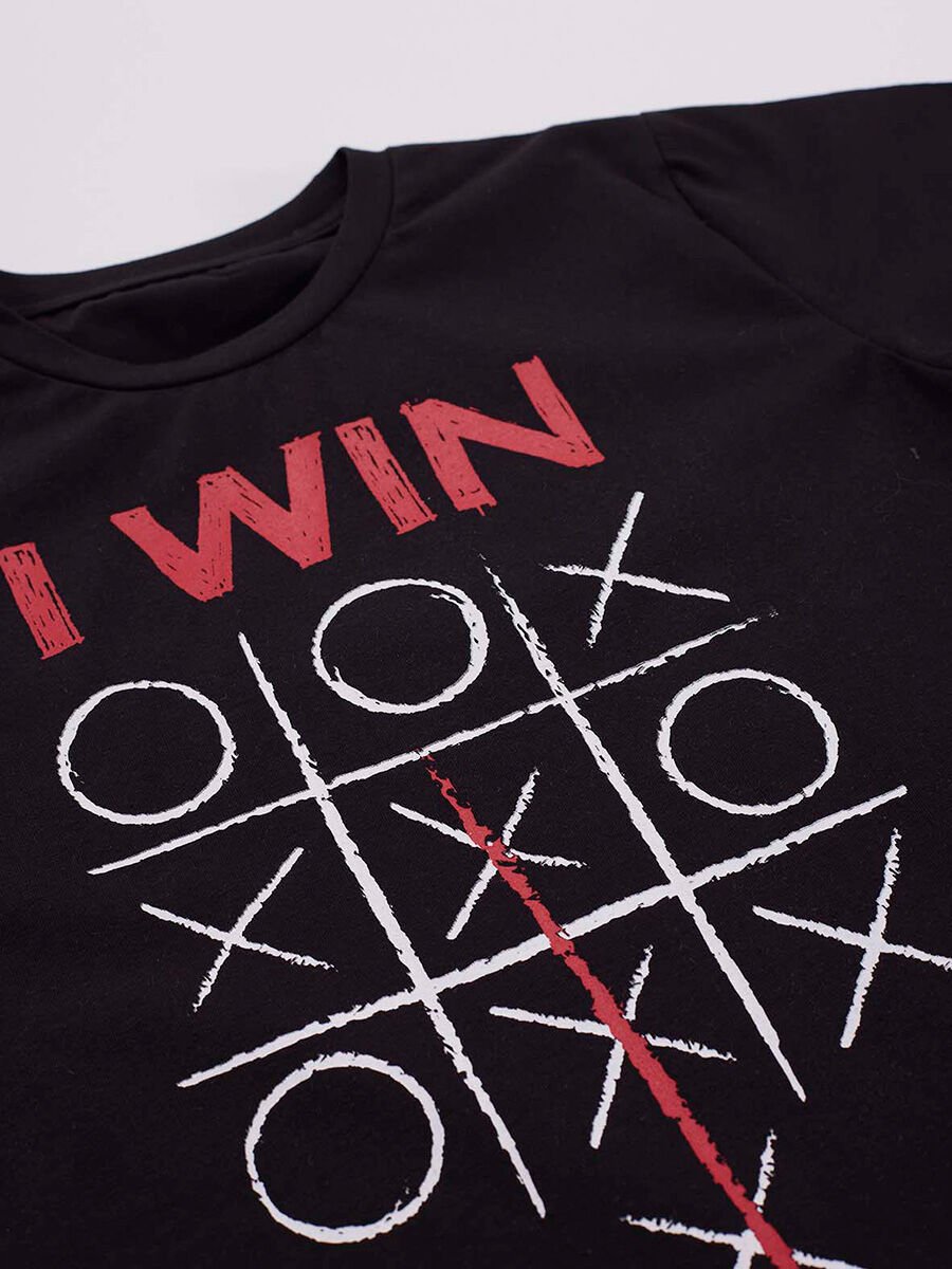 I Win Erkek Çocuk Siyah T-Shirt Gri Şort Takım