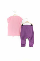 Tavşan Tozluklu Kız Çocuk T-shirt Kapri Şort Takım 3 Y - Pembe, Mor