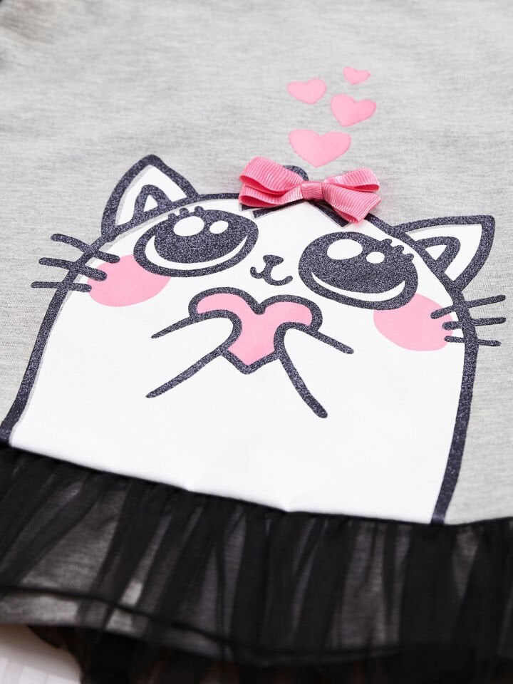 Cute Cat Kız Çocuk Tunik Tayt Takım