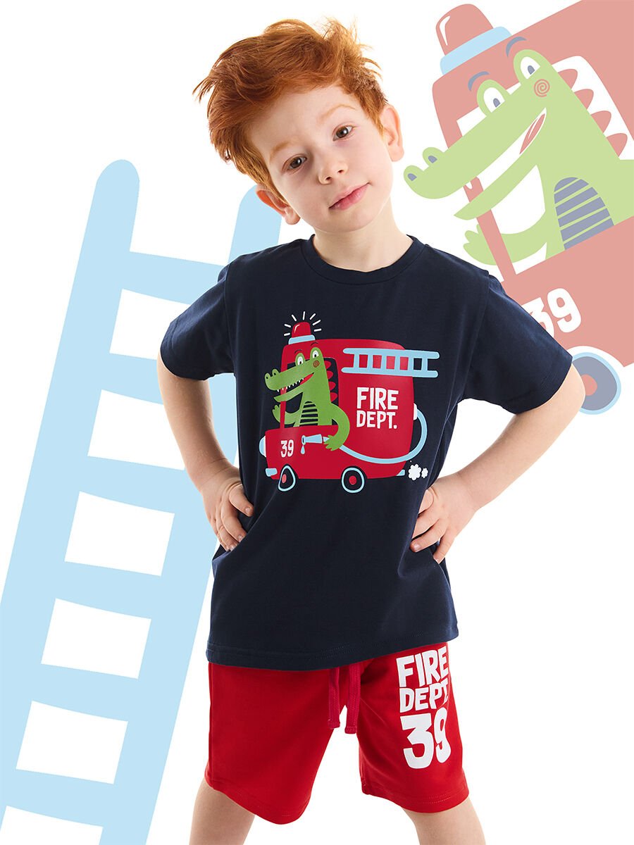 İtfaiyeci Timsah Erkek Çocuk T-Shirt Şort Takım