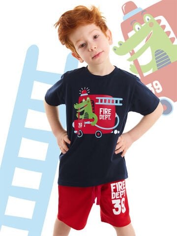 İtfaiyeci Timsah Erkek Çocuk T-Shirt Şort Takım