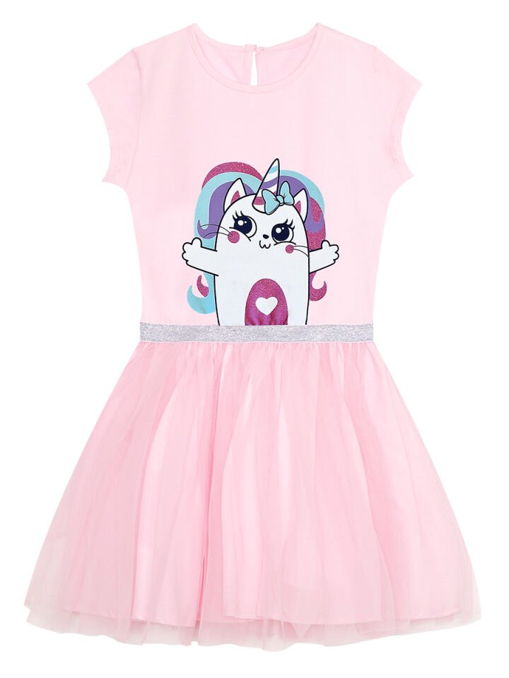 Kedicik Unicorn Kız Çocuk Tüllü Elbise 3 Y - Pembe