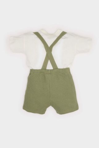 Erkek Bebek 2'li Takım Baskılı Kısa Kollu Tişört Salopet