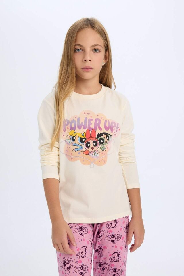 Kız Çocuk Pijama Takımı PowerPuff Girls Uzun Kollu Üst Uzun Alt