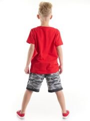 Cesur Kaplan Erkek Çocuk T-Shirt Şort Takım 4 Y - Kırmızı, Gri