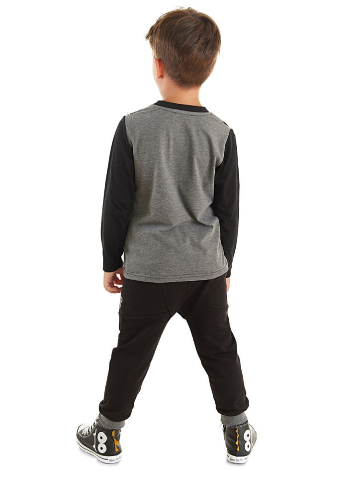 Gamer Erkek Çocuk T-shirt Pantolon Takım 7 Y - Antresit, Siyah