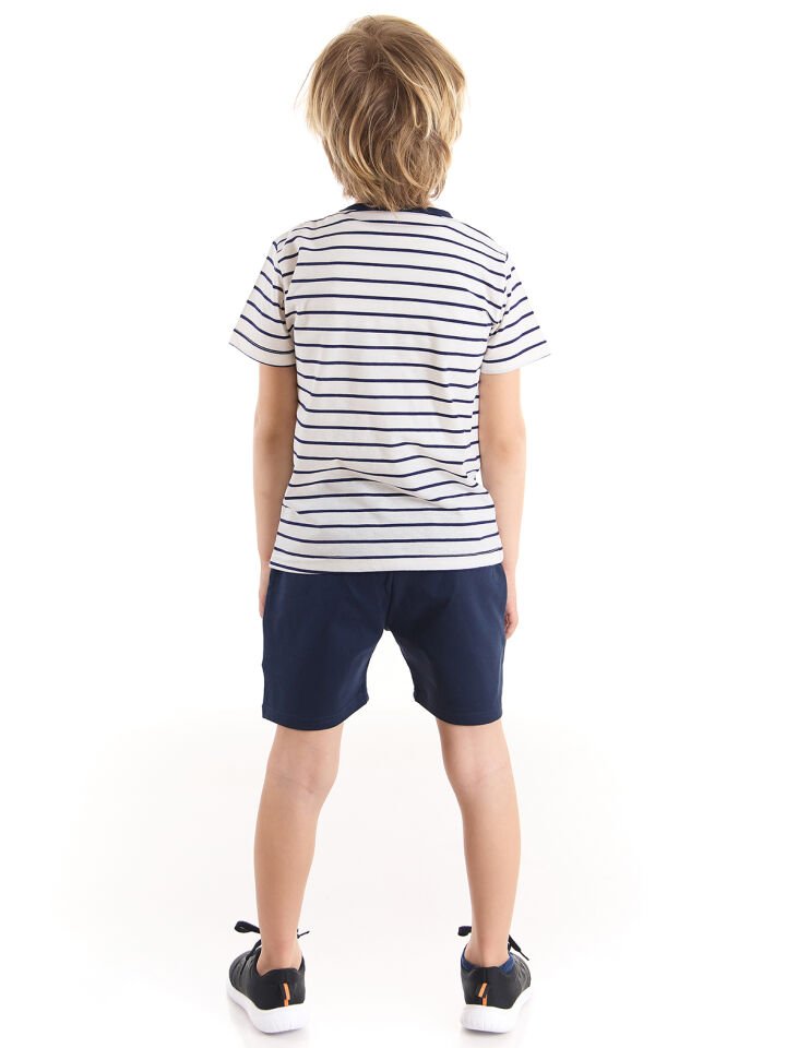 Korsan Maymun Erkek Çocuk Tshirt Şort Takım 3 Y - Beyaz, Lacivert