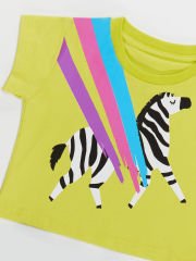 Gökkuşağı Zebra Kız Çocuk T-shirt Etek Takım 4 Y - Yeşil, Siyah, Beyaz