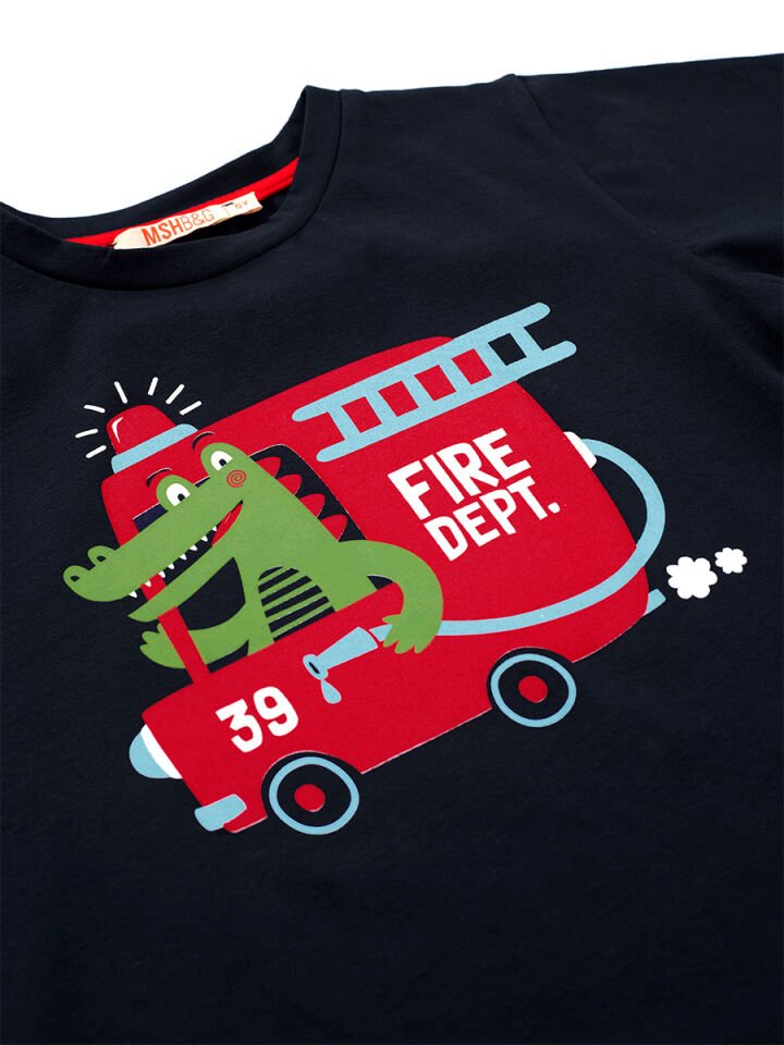 İtfaiyeci Timsah Erkek Çocuk T-Shirt Şort Takım 6 Y - Lacivert, Kırmızı