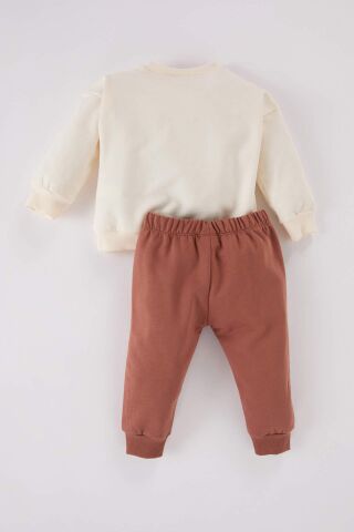 Erkek Bebek 2'li Takım Bisiklet Yaka Araç Baskılı Sweatshirt Beli Lastikli Eşofman Altı