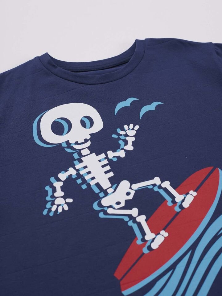 Dalga Sörfü Erkek Çocuk T-shirt Kapri Şort Takım 5 Y - Lacivert, Gri