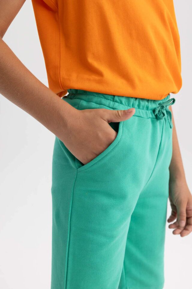 Erkek Çocuk Beli Lastikli Basic Düz Bermuda Şort