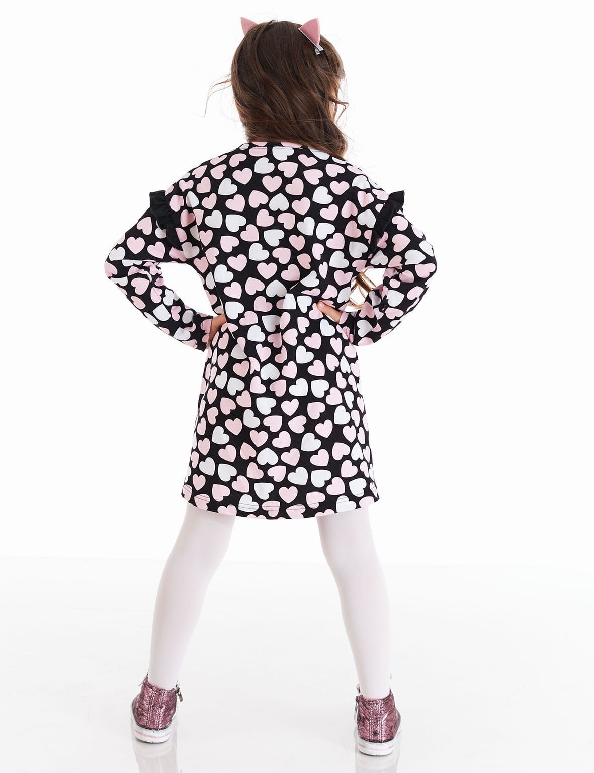 Gümüş Kalpli Kız Çocuk Elbise