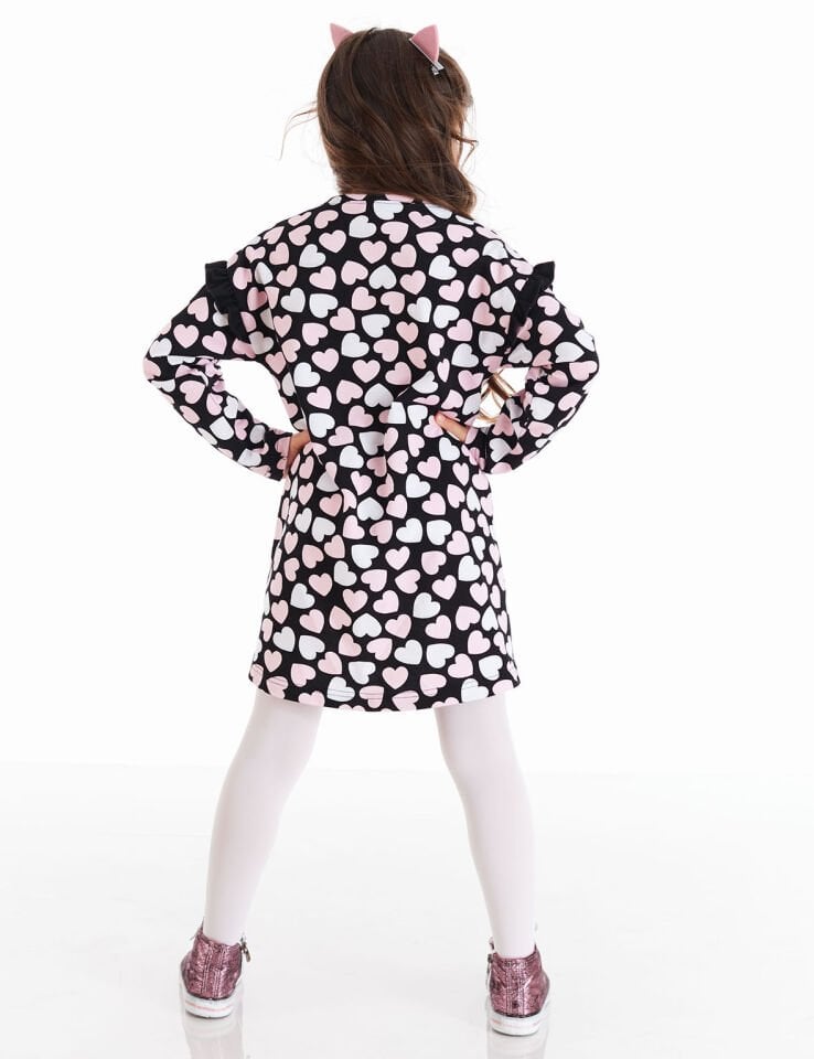 Gümüş Kalpli Kız Çocuk Elbise